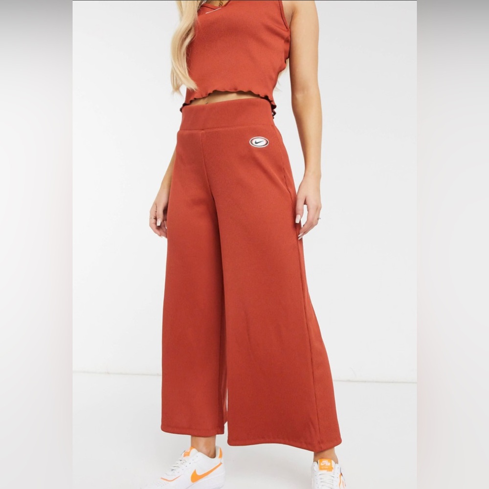 Nike NWT ribbed XL high waist wide leg joggers in rust - Picture 5 of 12